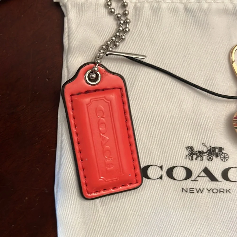 NWOT Coach charms with jewelry bag rainbow heart gold - Picture 3 of 3